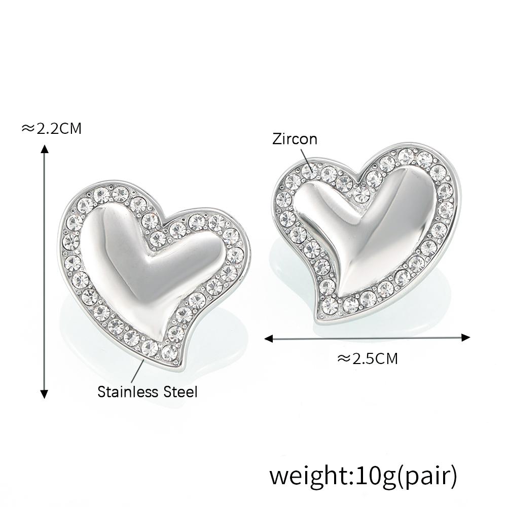 

316L Stainless Steel Heart Ear Studs Earrings For Women 18k Gold Plated Inlaid With Multi Shiny Zircon Women s Stud Earring