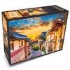 Puzzle 500 elementów - Zachód słońca w wiosce Hanok, popularna koreańska układanka