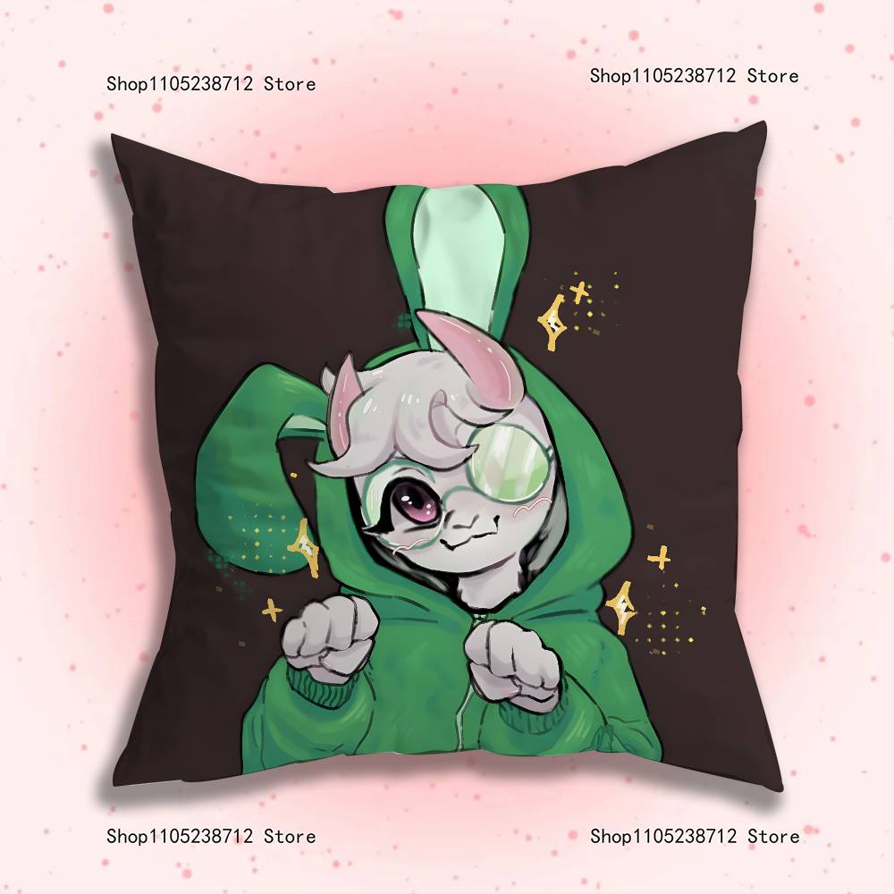 D-Deltarunes R-Ralsei Игра Аниме Наволочка Противопылевой клещ Наволочка Невидимая молния шелковистый короткий плюш Чехол на подушку для дивана 12x12Inch