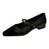 Thick heel chain Mary Jane shoes women's shoes spring and autumn 2025 new low heel light mouth word with retro single shoes
