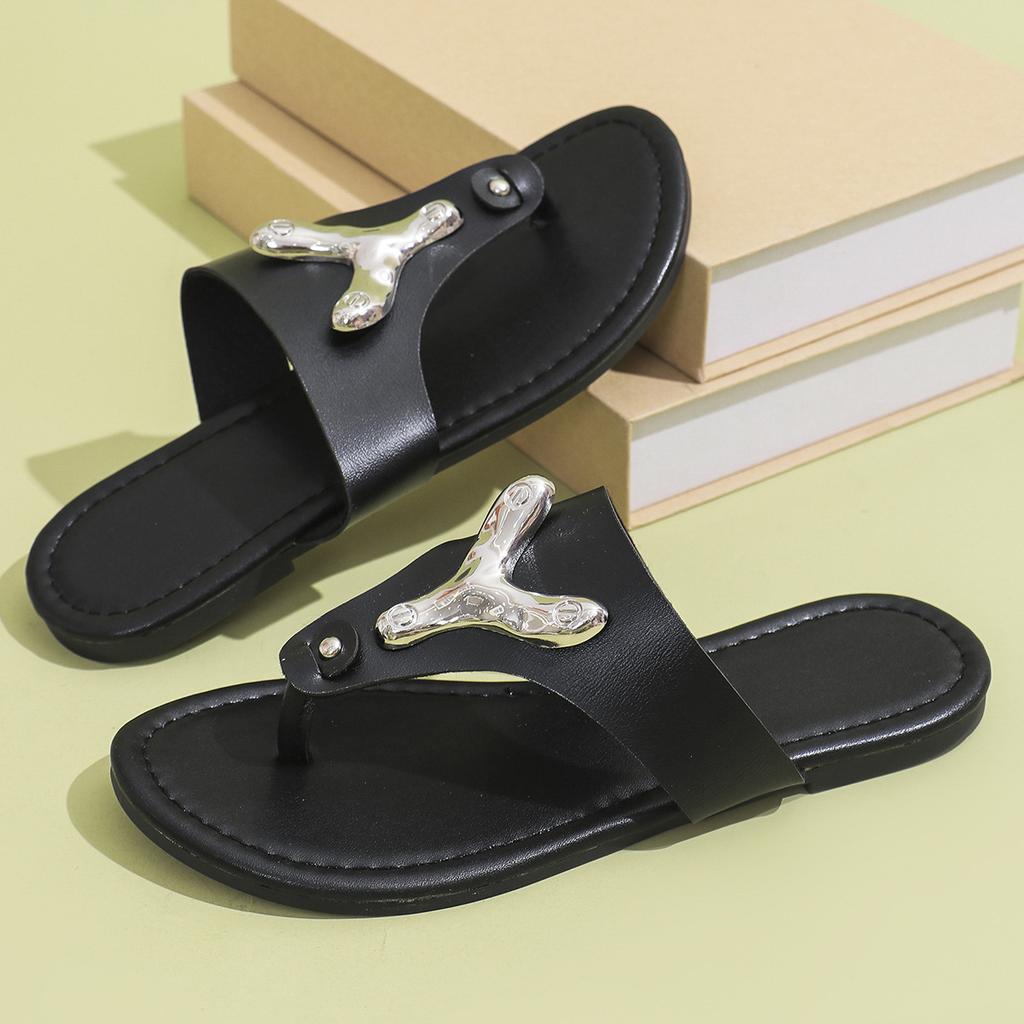 Fashion 2024 Summer New Clip Toes Flat Bottom Flip-flops Female Summer Outside Non-slip Comfort Beach Shoes Versatile Zapatos Mujer