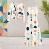 Women Plus Size Two Piece Dress Set Round Neck Long Sleeve Cropped Cardigan Sleeveless Printed White Dress