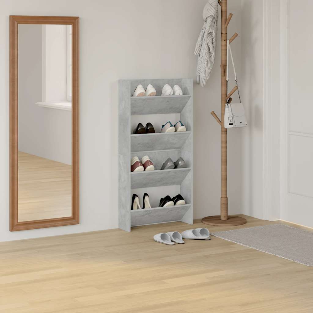 Wall Mounted Shoe Cabinets (2 pcs) Concrete Grey 60 x 18 x 60 cm Particleboard