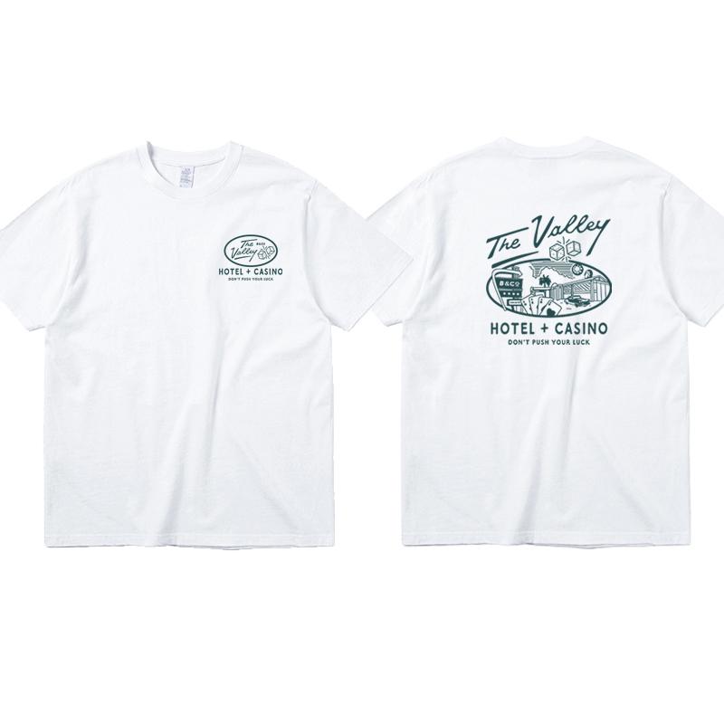 The Valley American Retro Sports Style Pure Cotton Vintage Casual Niche Print Crew Neck Short Sleeve T-shirt Men