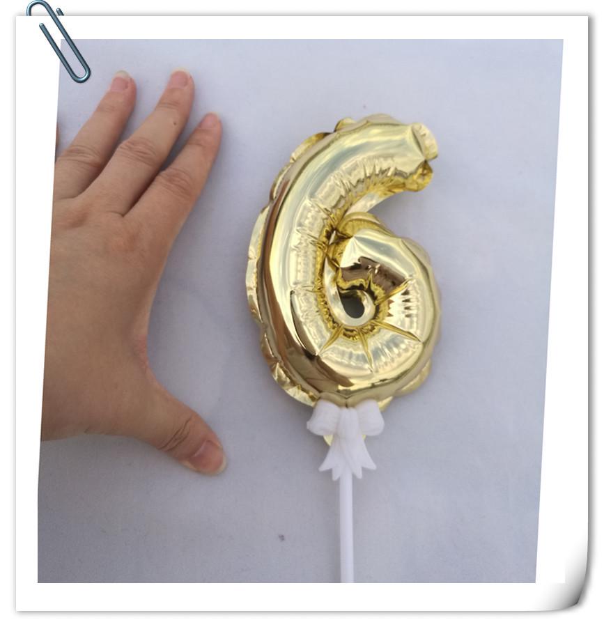 Balon din aluminiu auto-gonflabil de 14 cm cu număr, decor pentru tort, petrecere de aniversare 0-9 inserție.