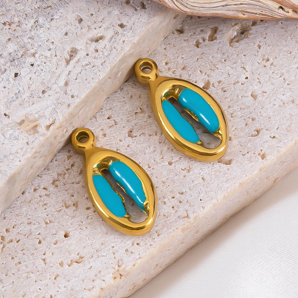 2pcs Stainless Steel Ocean Animals Pendant Whales Seahorses Conch Shells Marine Bracelets Earrings Charm for Jewelry Making Gift