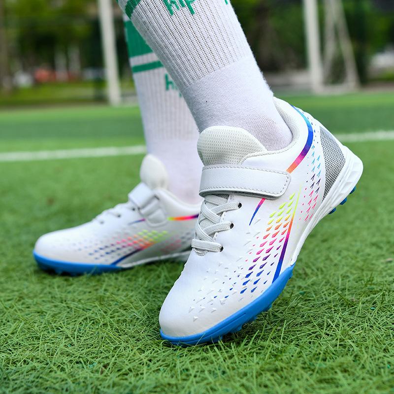 Temu Children'S Velcro Football Shoes Outdoor Sports Training Shoes Boys Elementary School Students Broken Nail Football Shoes