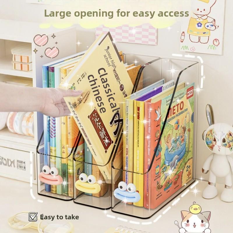 Transparent Desktop File Storage Rack Book Stand Desk Organizer Office Home Book Stand Simple Vertical Storage Box For Student