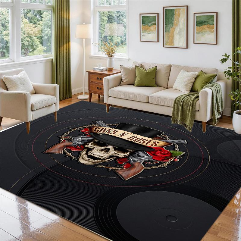 Guns N’ Roses Design Crystal Velvet Rug Soft Decorative Mat for Bedroom Entrance