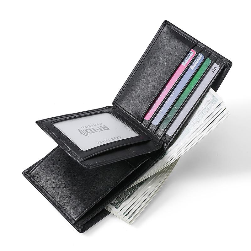 Men's Genuine Leather RFID Blocking Multi-Card Wallet with Coin Purse