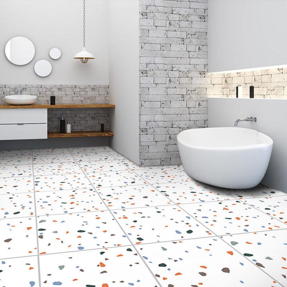 Adhesivo Autoadhesivo para Baldosas de Piso Impermeable Antideslizante Removible PVC Decoración para Baño Cocina Sala de Estar Película para Piso Peel and Stick