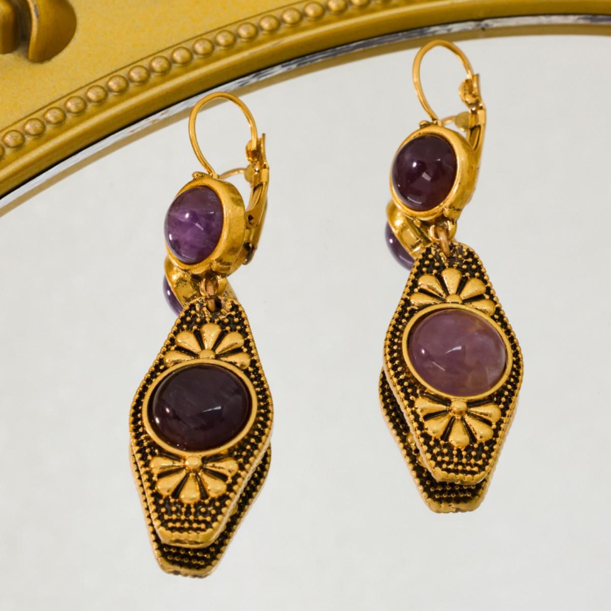 Средневековые винтажные серьги-пусеты высокого класса, темперамент французского двора, геометрические серьги с сохранением цвета