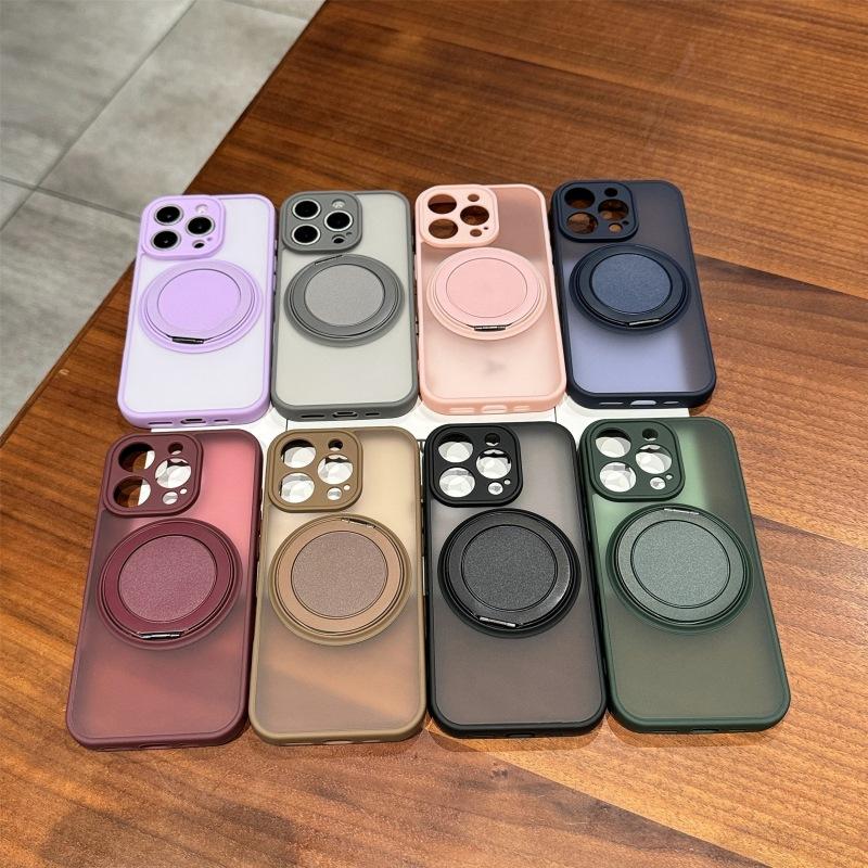 Applicable To iPhone16Pro Mobile Phone Case, Matte Skin-sensitive Magnetic Suction Rotating Bracket, Apple 15Pro All-inclusive Protective Case.