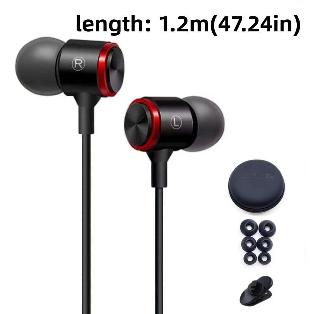 Music Earphones 3.5mm Wired Earphone Wire Control HiFi Stereo In Ear Earphones Noise Cancelling Heavy Bass Wired Headset Running