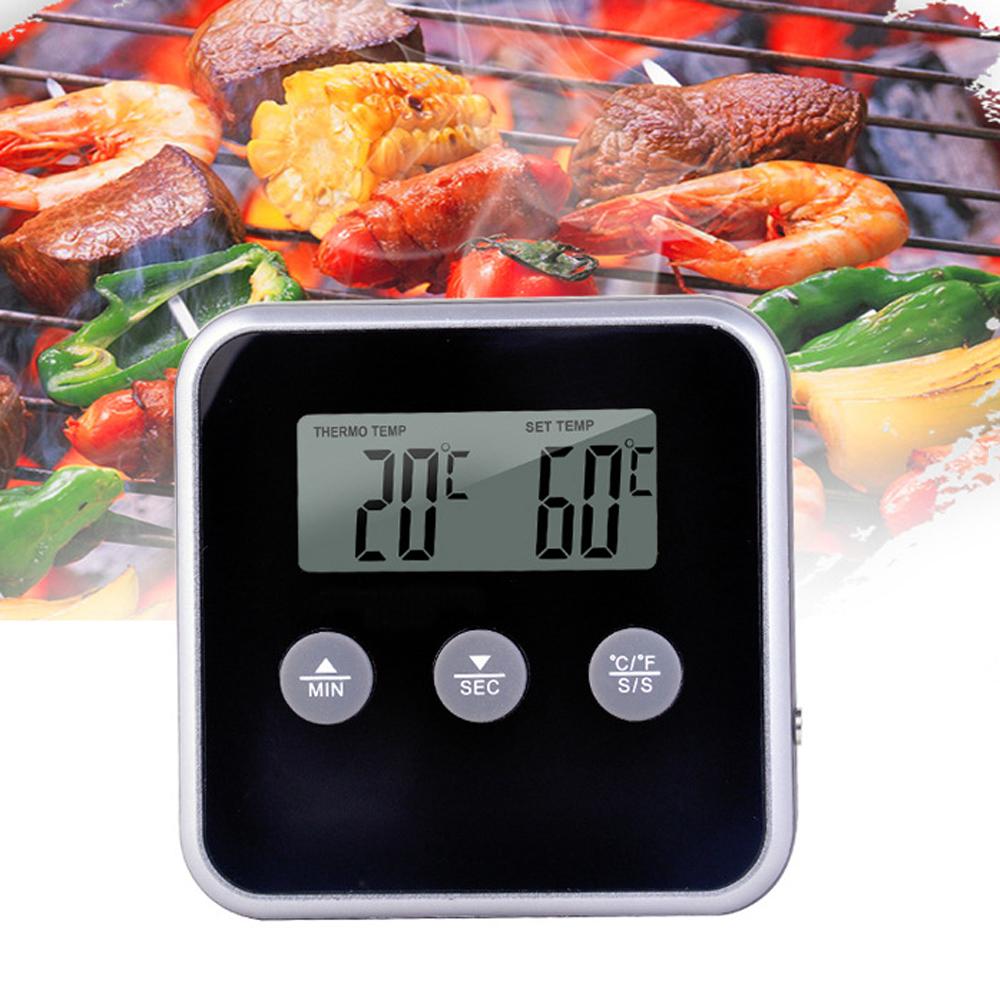 Digital Food Thermometer Probe BBQ Meat Water Oil Cooking Temperature Alarm Cooking Timer Kitchen Grill Oven Tester