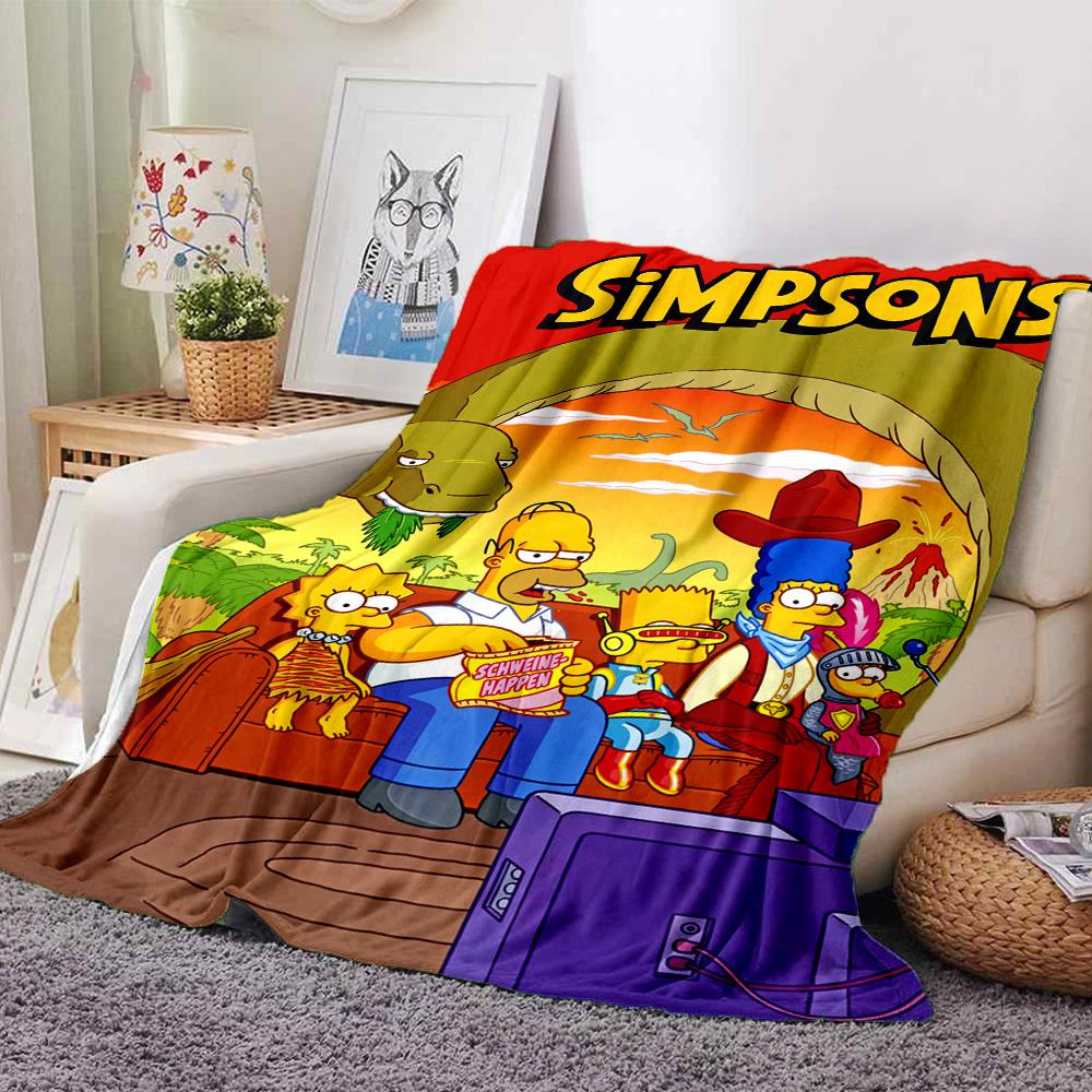 Simpsons Family Adventure Flannel Blanket Super Soft Warm Cozy Blanket For Sofa Bed Office Travel Allseason Home Decor Gift