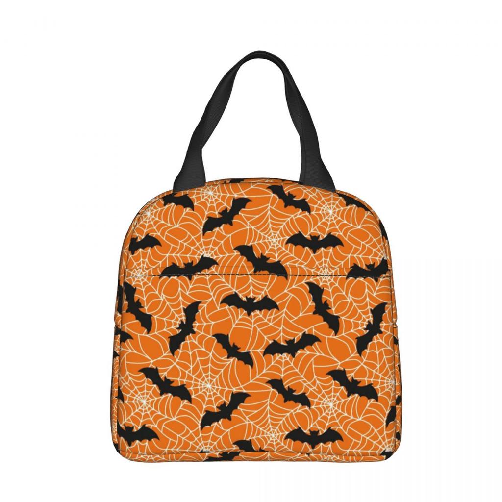 Cartoon Bat Halloween Gothic Insulated Lunch Bags Leakproof Reusable Thermal Bag Lunch Box Tote College Outdoor Girl Boy