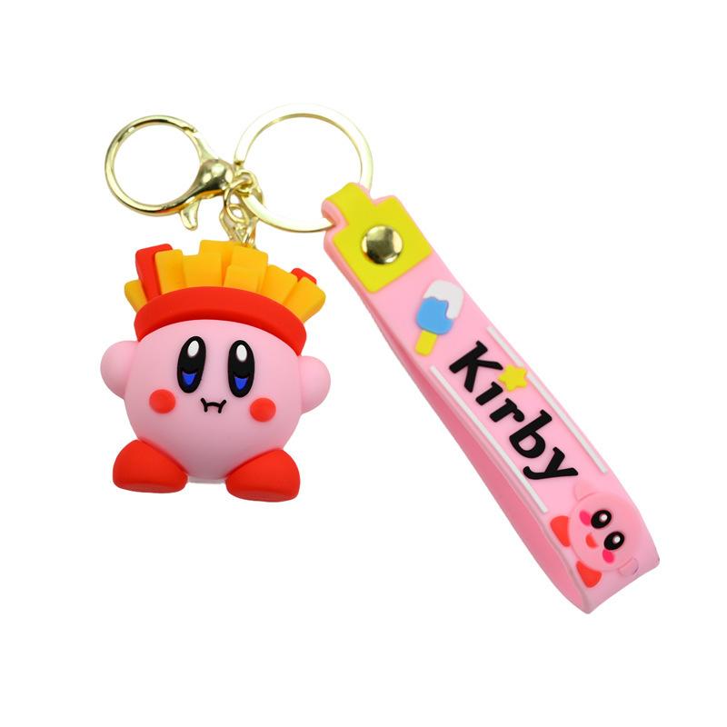 Creative Anime Kirby Cartoon Doll Keychain Pendant Couple Bag Pendant Kirby Food Three-Dimensional Doll Car Keychain Pendant