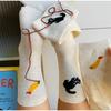 2 Pairs Autumn Vintage Women Cat Fish Printed Socks Cute Cartoon Middle Tube Soft Thermal Warm Crew Sock