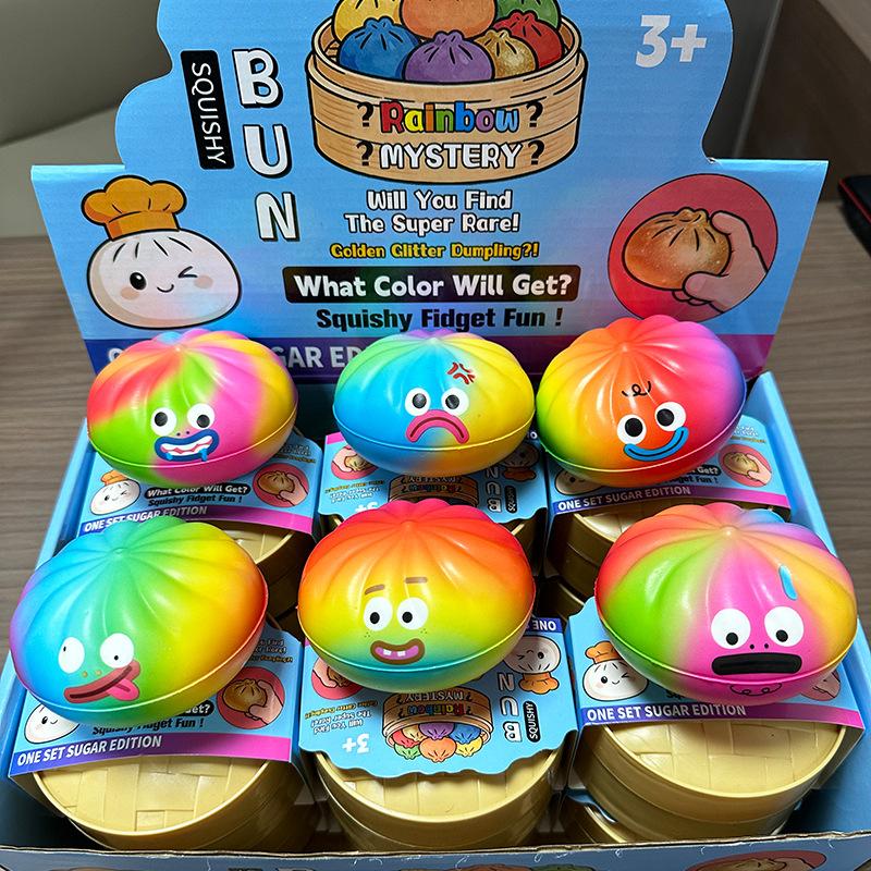Gombóc Squishy Zsemle Baozi Gombóc Mystery Box Színes Étel Squishy Szenzoros Gyurma Golyó Stresszoldó Nyomkodható Golyók
