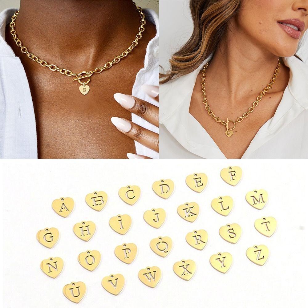 

Letter Name Pendant Necklace Heart Choker Necklaces Fashion Trendy Jewelry Personalized Gifts M