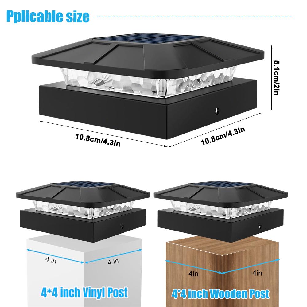 Outdoor Solar Post Cap Lights 3 Modes Fence Light Solar Powered Waterproof Gate Light For 4 Inch Wood Posts Yard Garden Outside