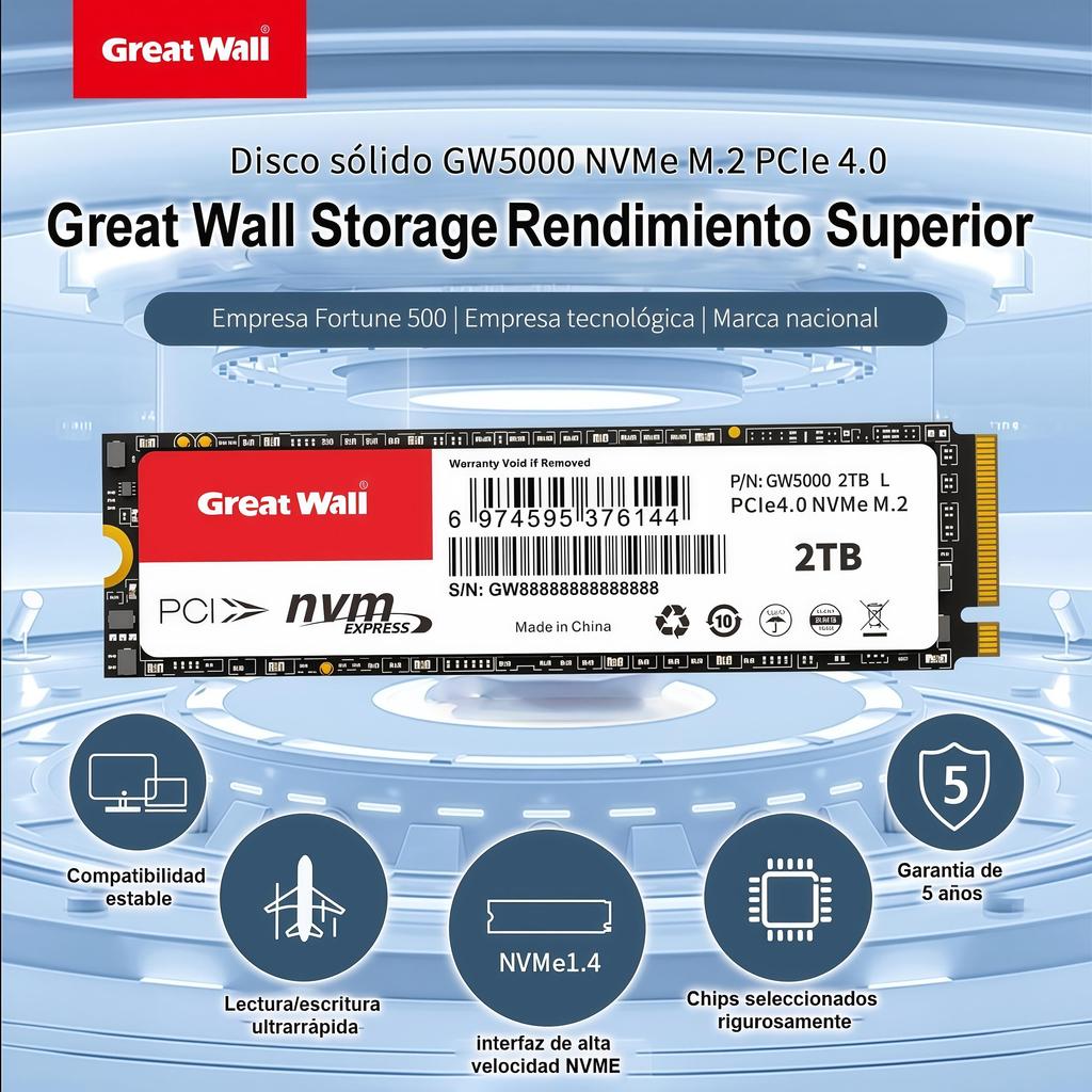 Built In Hard Drive Great Wall G5000 M.2 NVMe Pcle4.0 2280 3D TLC NAND 512gb/1tb/2tb Ssd