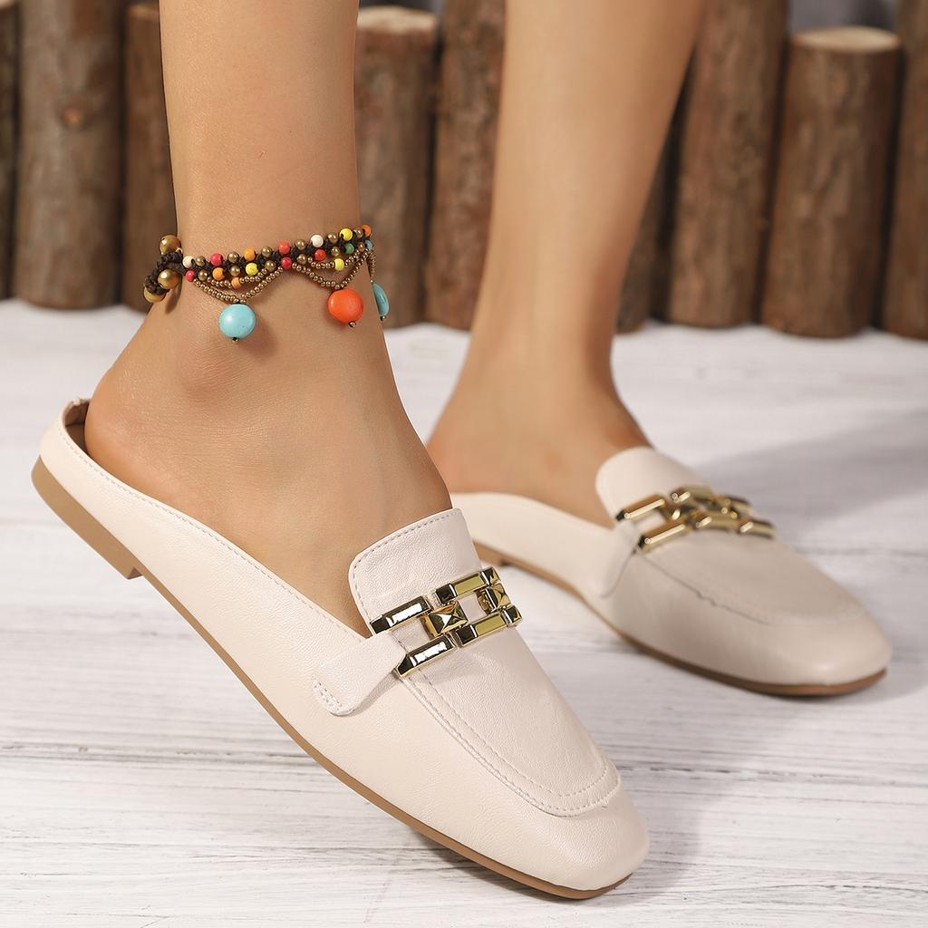 2025 Neue Damenschuhe Damen Flache Mode Vintage Leder Slipper Elegant Bequem Lässig Flache Schuhe für Damen