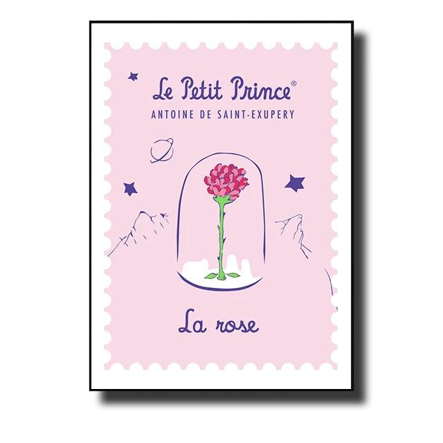 The Little Prince Fox Fairy Tale Posters and Prints Cartoon Stamp Wall Art Canvas Painting Picture for Kids Room Home Decor