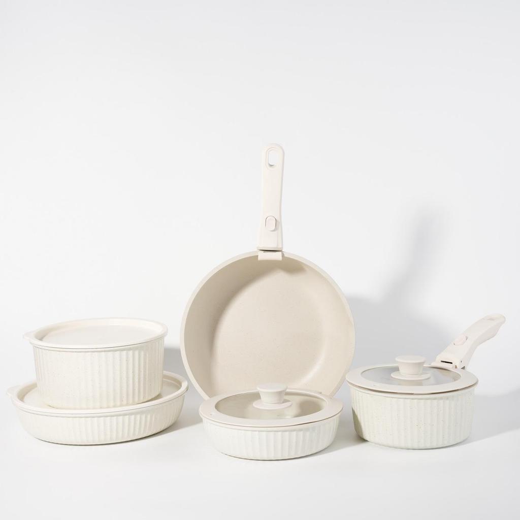 16-Piece Non-Stick Cookware Set with Detachable Handles