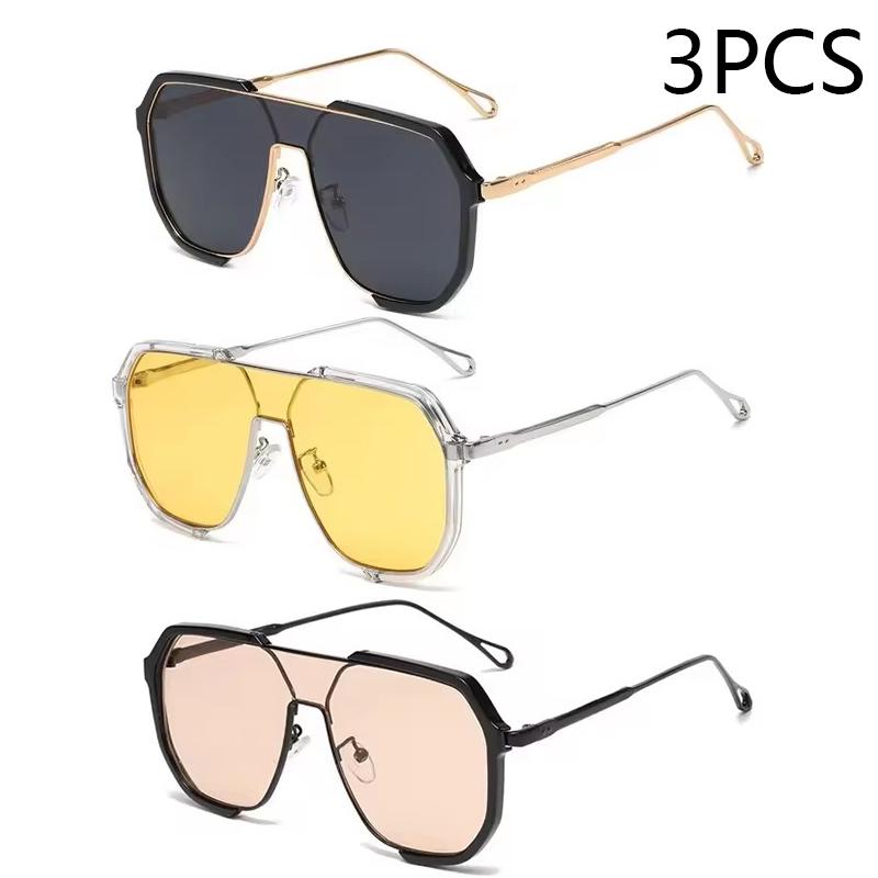 Europa I Stany Zjednoczone Moda Podwójny Mostek Duże Oprawki Wielokątne Okulary Przeciwsłoneczne Moda Wklęsły Kształt Okulary Przeciwsłoneczne Fala