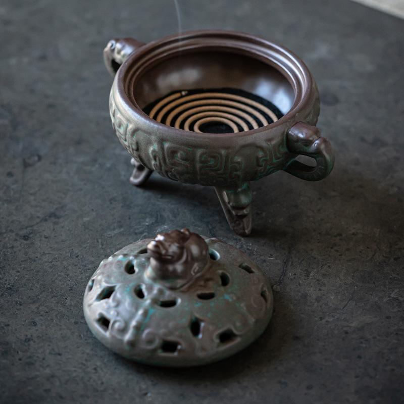 Retro Pixiu plate incense burner household indoor incense burner incense sandalwood burner agarwood mosquito coil tray