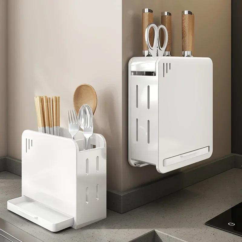 Estante Montado en Pared Estante de Almacenamiento para Especias Accesorios de Cocina Estante Soporte para Cuchillos de Cocina Colgador Estante Organizador de Estantes