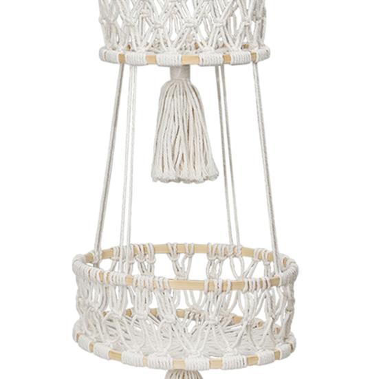 Piętrowy Boho Wiszący Koszyk na Owoce Koszyk Pleciony z Bawełnianej Liny Wieszak na Owoce Pleciony Kosz na Rośliny na Owoce Warzywa Wystrój Domu Balkonu Ogrodu