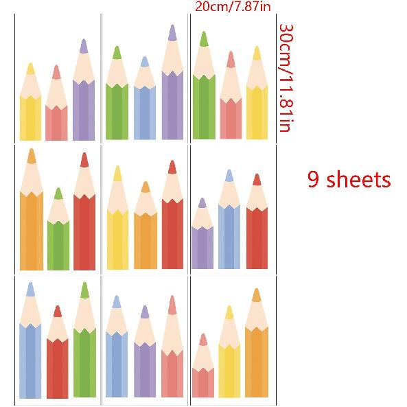 DIY Cartoon Pencil Wall Stickers Removable Vinyl Stationery Wall Decals for Children's Rooms Headboards Kindergartens