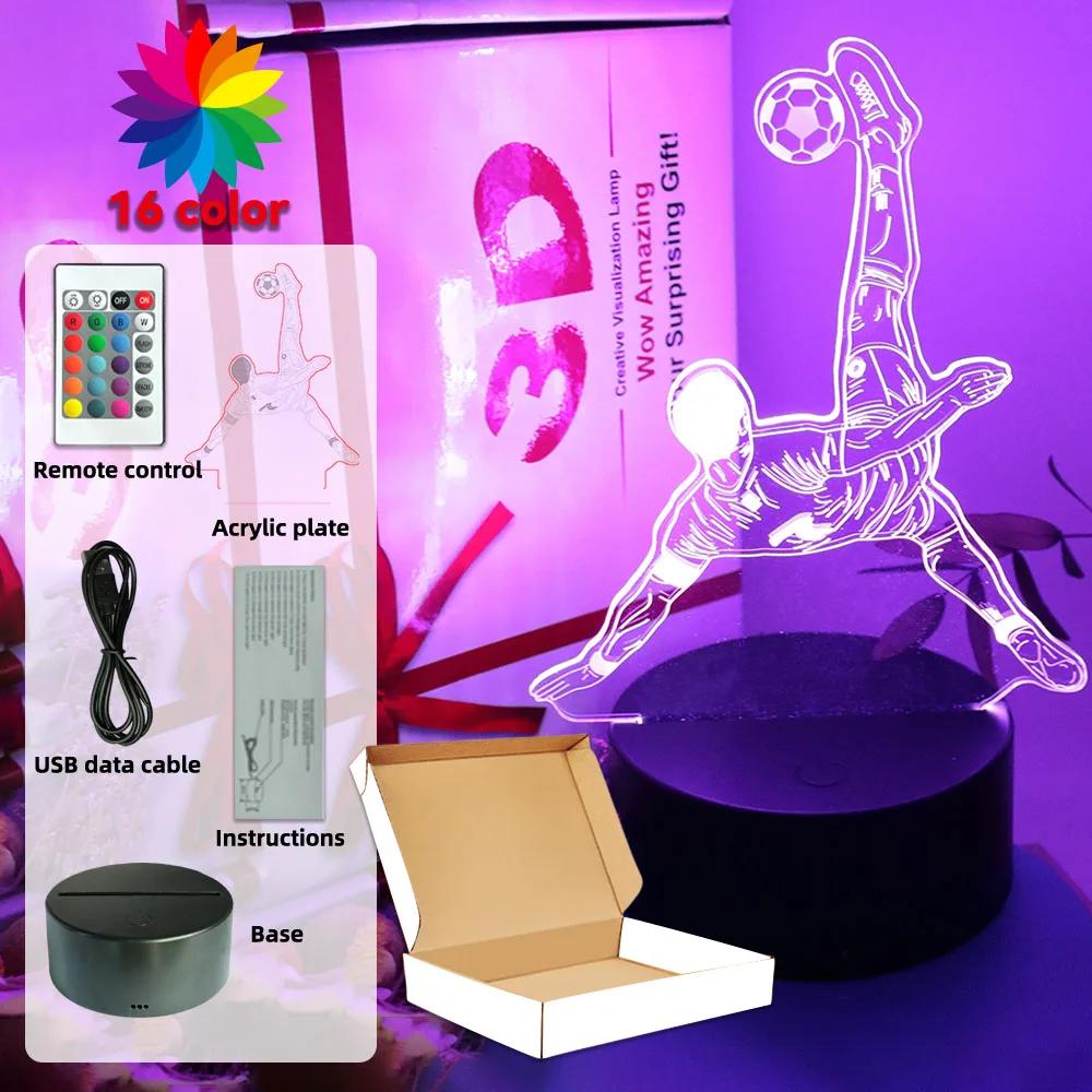 Football Player Night Light Touch Remote Control RGB LED Lamp Bedroom Decorate Novelty Creative Sports Theme Gift Boys Kids Fans