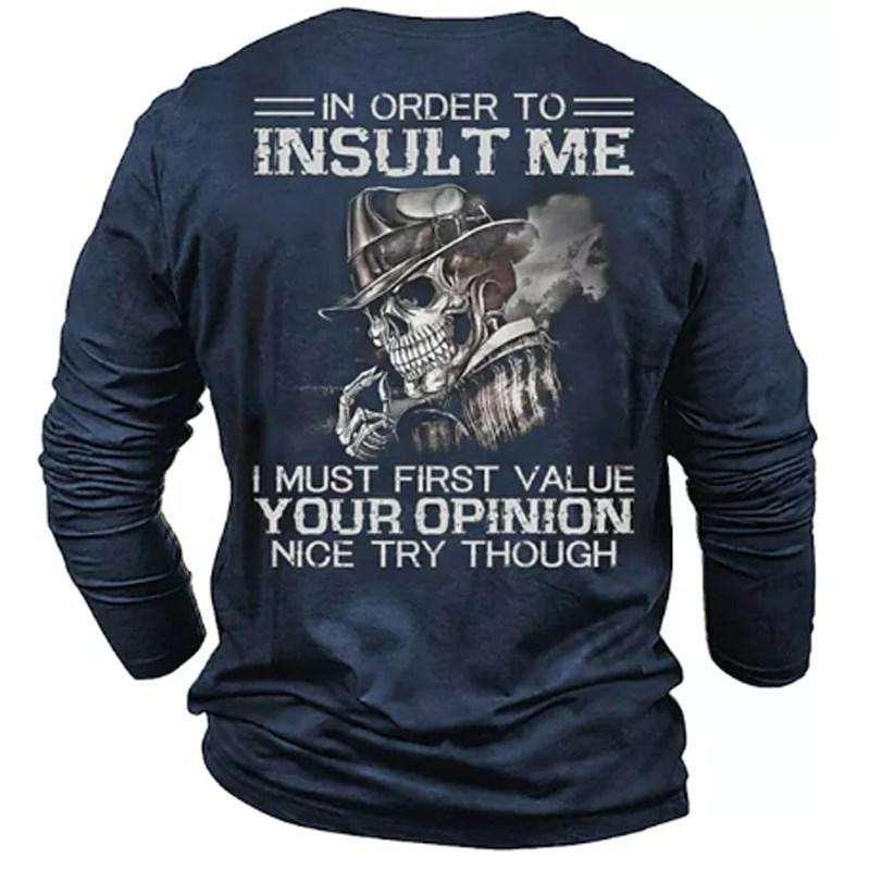 2023 New Man's Retro Skull Round Neck Long Sleeve T-shirt 3D Printing Autumn Top Sweatshirt Pleasure T Shirts Man's Clothing