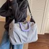 Nylon Duffel Bag for Women and Men Large Capacity Travel Gym Bag with Grid Pattern Design Hand Carry Shoulder Bag for Short Trip