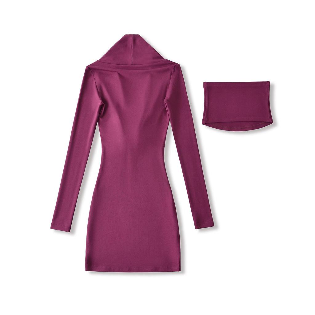 Elegant Women's Black V-Neck Long-Sleeved Slim-Fit Dress, Waist-Cinching and Hip-Hugging, Perfect for Autumn and Winter.