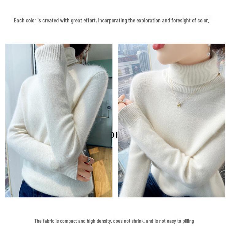 Women's Seamless Cashmere Knit Base Layer Pullover with Half-High Collar