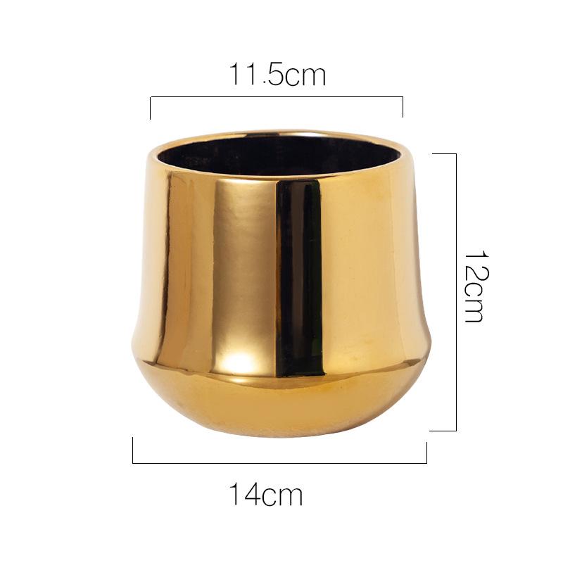 Noble Luxury Ceramic Vase with Golden Tray and Green Dill Pot Cactus Pot (Gold,14*12**11.5cm) золотой