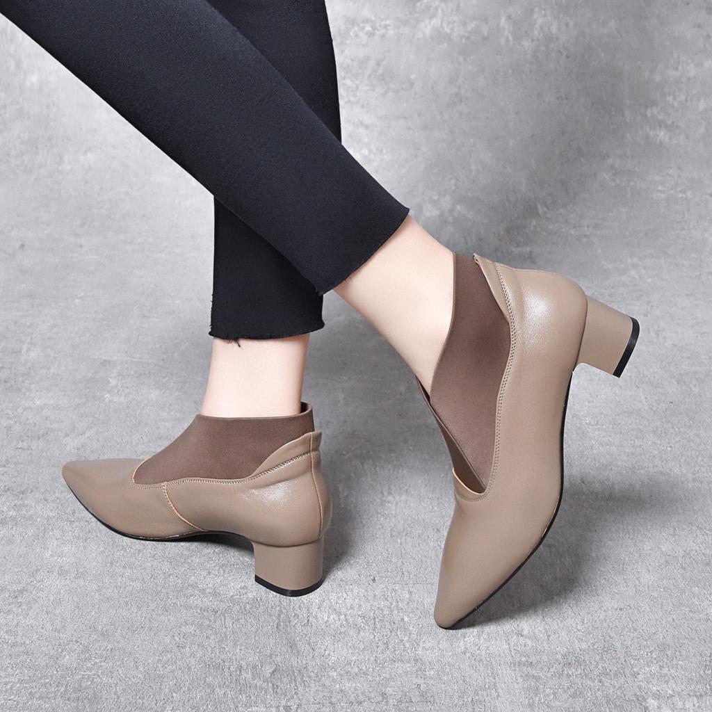 Pointed high heels women's shoes new deep mouth single shoes niche personality elastic mouth fashion shoes