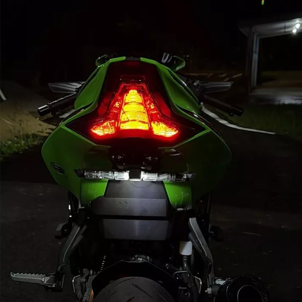 

Compatible with Ninja ZX25R ZX4R ZX4RR ZX6R ZX10R ZX10RR 2020-2025 Motorcycle Integrated Tail Light with Turn Signal Flasher Daytime Running Rear