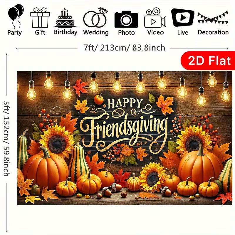 2D Flat Printed Happy Friendsgiving Background Cloth