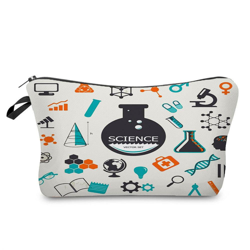 Women Chemical Physics Formulas Print Cosmetic Bag Toiletries Organize Travel Storage Case 6768
