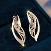 Retro Hollow Flower Pattern S Shape Hoop Earrings for Women Vintage Gold Color Ear Buckle Wedding Jewelry Bridal Engagement Gift