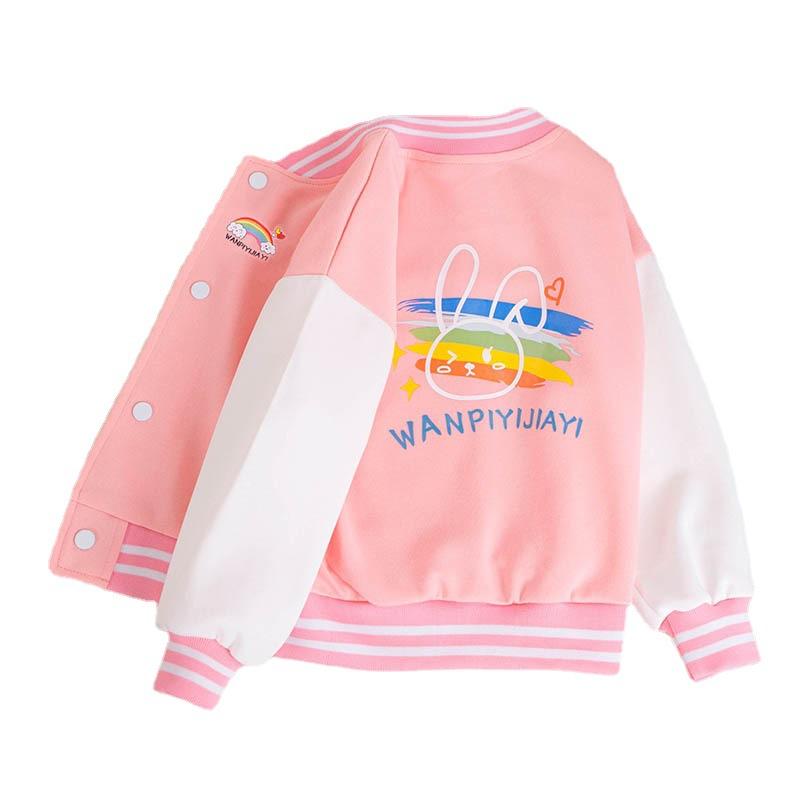 Girls' Casual Coat 2025 Spring and Autumn Children's Baseball Uniform Loose Jacket