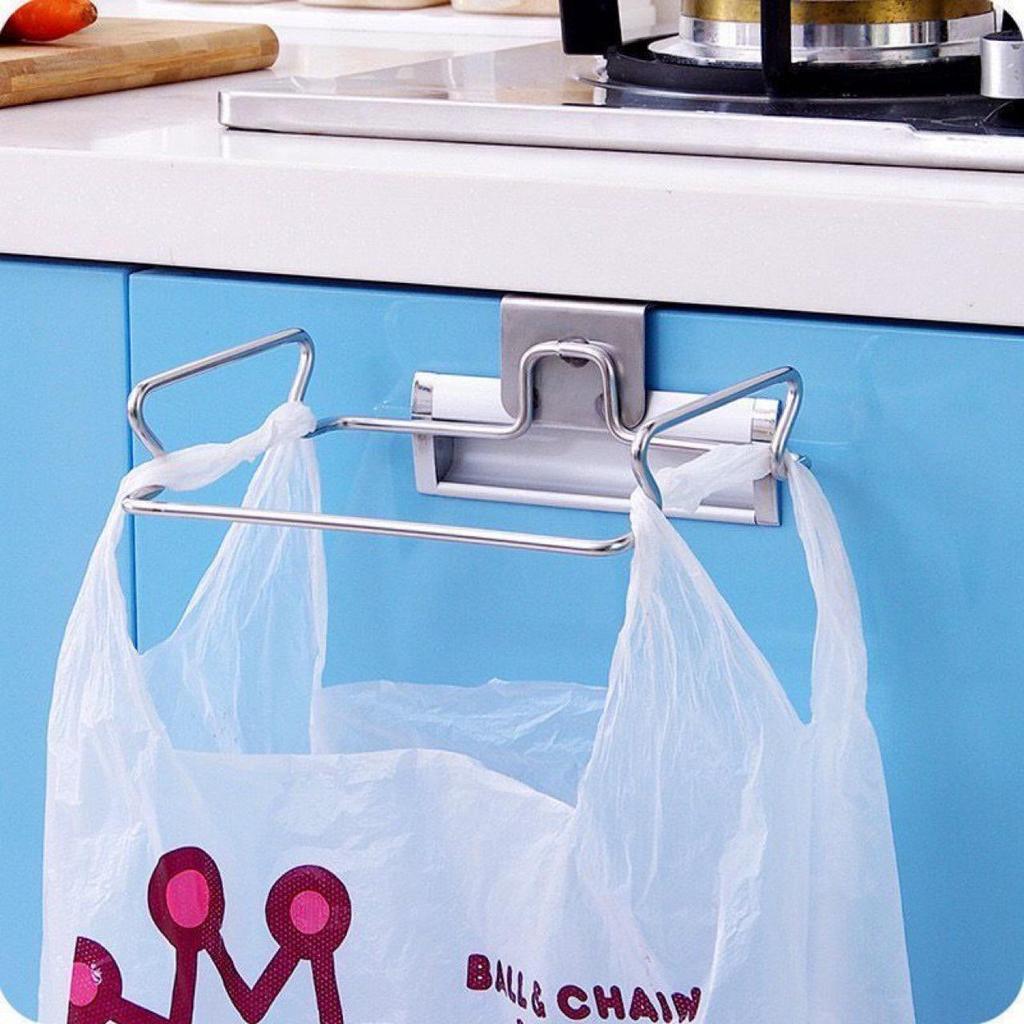 Stainless Steel Kitchen Cabinet Trash Bag Holder Rack