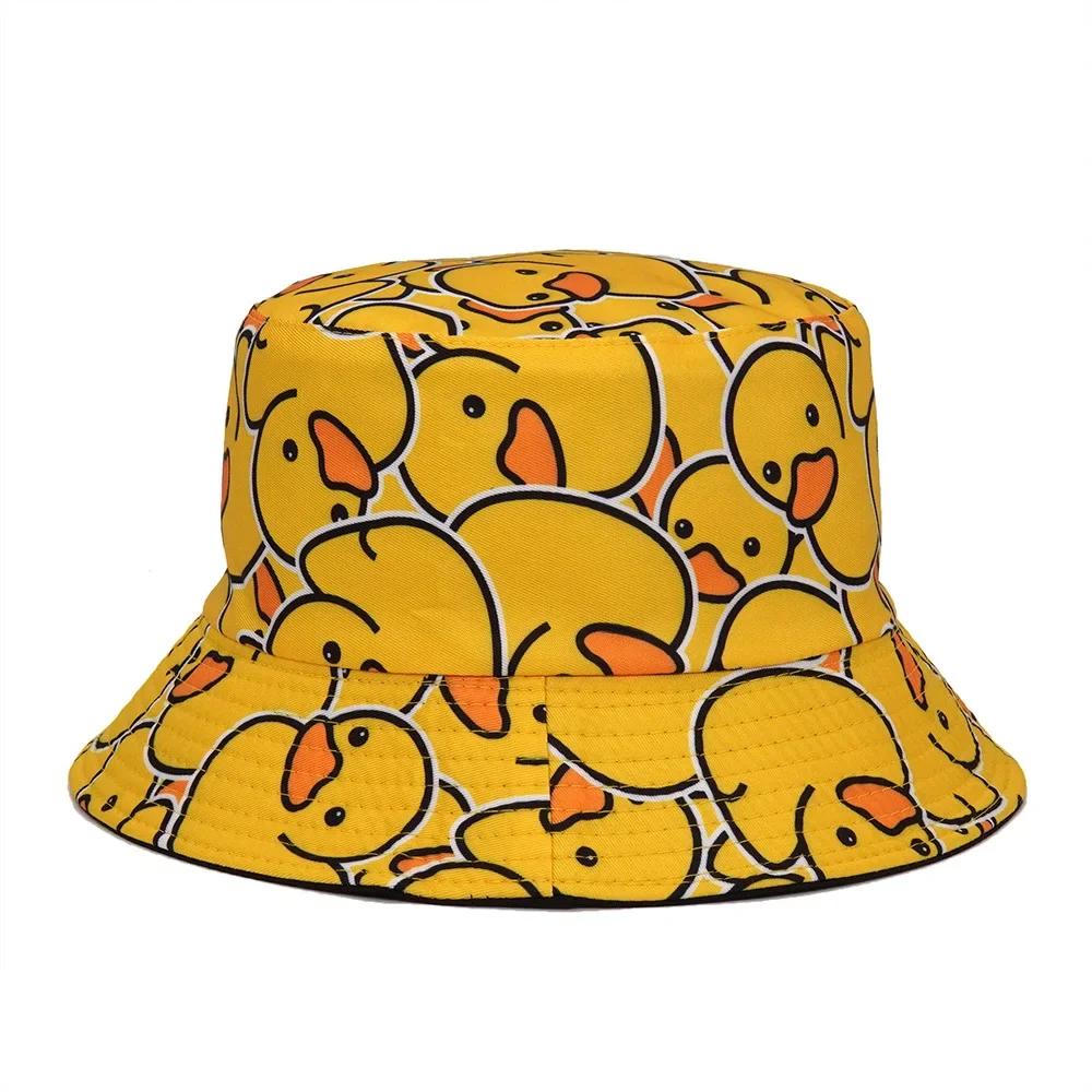 Cute Cartoon Duckling Printed Fisherman Hat, Travel Beach Hat, Unisex Lightweight Fisherman Hat, Outdoor