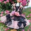 Luxury High-end Black Pink Roseflower Pet Dog Clothes Handmade Long Tail Princess Dress For Small Medium Dog Photography Skirts